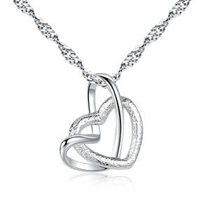 925 Sterling Silver Heart Necklace Elegant Ladies